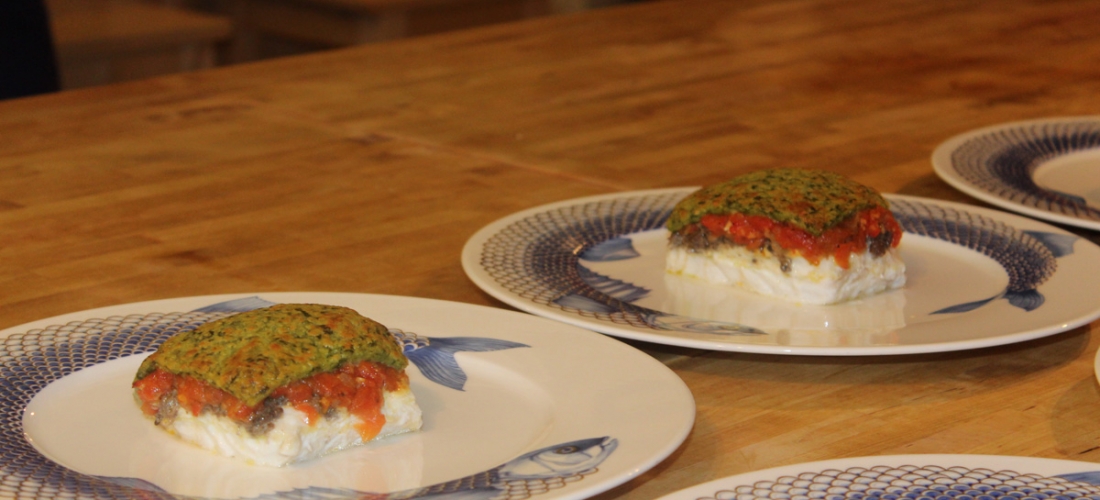 Escalope of Cod With a Soft Parsley Crust, Crème Légère with Chives